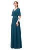 ColsBM Allyn Moroccan Blue Bridesmaid Dresses A-line Short Sleeve Floor Length Sexy Zip up Pleated