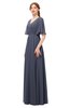 ColsBM Allyn Nightshadow Blue Bridesmaid Dresses A-line Short Sleeve Floor Length Sexy Zip up Pleated