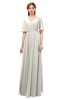 ColsBM Allyn Off White Bridesmaid Dresses A-line Short Sleeve Floor Length Sexy Zip up Pleated