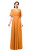 ColsBM Allyn Orange Bridesmaid Dresses A-line Short Sleeve Floor Length Sexy Zip up Pleated