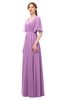 ColsBM Allyn Orchid Bridesmaid Dresses A-line Short Sleeve Floor Length Sexy Zip up Pleated