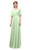 ColsBM Allyn Pale Green Bridesmaid Dresses A-line Short Sleeve Floor Length Sexy Zip up Pleated