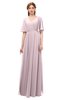 ColsBM Allyn Pale Lilac Bridesmaid Dresses A-line Short Sleeve Floor Length Sexy Zip up Pleated