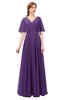 ColsBM Allyn Pansy Bridesmaid Dresses A-line Short Sleeve Floor Length Sexy Zip up Pleated
