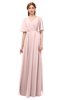 ColsBM Allyn Pastel Pink Bridesmaid Dresses A-line Short Sleeve Floor Length Sexy Zip up Pleated