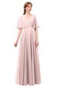 ColsBM Allyn Pastel Pink Bridesmaid Dresses A-line Short Sleeve Floor Length Sexy Zip up Pleated