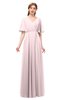 ColsBM Allyn Petal Pink Bridesmaid Dresses A-line Short Sleeve Floor Length Sexy Zip up Pleated