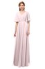 ColsBM Allyn Petal Pink Bridesmaid Dresses A-line Short Sleeve Floor Length Sexy Zip up Pleated