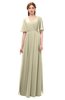 ColsBM Allyn Putty Bridesmaid Dresses A-line Short Sleeve Floor Length Sexy Zip up Pleated