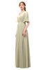 ColsBM Allyn Putty Bridesmaid Dresses A-line Short Sleeve Floor Length Sexy Zip up Pleated