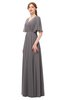 ColsBM Allyn Ridge Grey Bridesmaid Dresses A-line Short Sleeve Floor Length Sexy Zip up Pleated