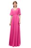ColsBM Allyn Rose Pink Bridesmaid Dresses A-line Short Sleeve Floor Length Sexy Zip up Pleated
