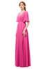 ColsBM Allyn Rose Pink Bridesmaid Dresses A-line Short Sleeve Floor Length Sexy Zip up Pleated