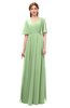 ColsBM Allyn Sage Green Bridesmaid Dresses A-line Short Sleeve Floor Length Sexy Zip up Pleated
