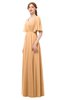 ColsBM Allyn Salmon Buff Bridesmaid Dresses A-line Short Sleeve Floor Length Sexy Zip up Pleated