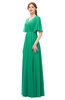 ColsBM Allyn Sea Green Bridesmaid Dresses A-line Short Sleeve Floor Length Sexy Zip up Pleated