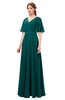 ColsBM Allyn Shaded Spruce Bridesmaid Dresses A-line Short Sleeve Floor Length Sexy Zip up Pleated