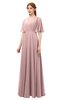 ColsBM Allyn Silver Pink Bridesmaid Dresses A-line Short Sleeve Floor Length Sexy Zip up Pleated