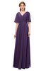 ColsBM Allyn Violet Bridesmaid Dresses A-line Short Sleeve Floor Length Sexy Zip up Pleated