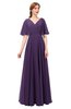 ColsBM Allyn Violet Bridesmaid Dresses A-line Short Sleeve Floor Length Sexy Zip up Pleated