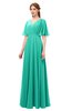 ColsBM Allyn Viridian Green Bridesmaid Dresses A-line Short Sleeve Floor Length Sexy Zip up Pleated