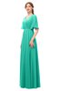ColsBM Allyn Viridian Green Bridesmaid Dresses A-line Short Sleeve Floor Length Sexy Zip up Pleated