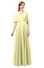 ColsBM Allyn Wax Yellow Bridesmaid Dresses A-line Short Sleeve Floor Length Sexy Zip up Pleated