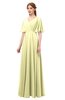 ColsBM Allyn Wax Yellow Bridesmaid Dresses A-line Short Sleeve Floor Length Sexy Zip up Pleated