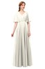 ColsBM Allyn Whisper White Bridesmaid Dresses A-line Short Sleeve Floor Length Sexy Zip up Pleated