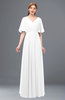 ColsBM Allyn White Bridesmaid Dresses A-line Short Sleeve Floor Length Sexy Zip up Pleated