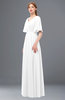 ColsBM Allyn White Bridesmaid Dresses A-line Short Sleeve Floor Length Sexy Zip up Pleated