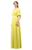 ColsBM Allyn Yellow Iris Bridesmaid Dresses A-line Short Sleeve Floor Length Sexy Zip up Pleated