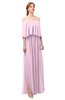 ColsBM Clair Baby Pink Bridesmaid Dresses Glamorous Zipper Ruching Floor Length Off The Shoulder Short Sleeve