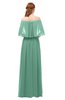 ColsBM Clair Beryl Green Bridesmaid Dresses Glamorous Zipper Ruching Floor Length Off The Shoulder Short Sleeve