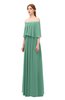 ColsBM Clair Beryl Green Bridesmaid Dresses Glamorous Zipper Ruching Floor Length Off The Shoulder Short Sleeve