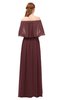 ColsBM Clair Burgundy Bridesmaid Dresses Glamorous Zipper Ruching Floor Length Off The Shoulder Short Sleeve