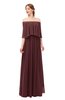 ColsBM Clair Burgundy Bridesmaid Dresses Glamorous Zipper Ruching Floor Length Off The Shoulder Short Sleeve