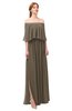 ColsBM Clair Carafe Brown Bridesmaid Dresses Glamorous Zipper Ruching Floor Length Off The Shoulder Short Sleeve