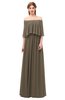 ColsBM Clair Carafe Brown Bridesmaid Dresses Glamorous Zipper Ruching Floor Length Off The Shoulder Short Sleeve