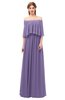ColsBM Clair Chalk Violet Bridesmaid Dresses Glamorous Zipper Ruching Floor Length Off The Shoulder Short Sleeve