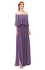 ColsBM Clair Chinese Violet Bridesmaid Dresses Glamorous Zipper Ruching Floor Length Off The Shoulder Short Sleeve