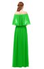ColsBM Clair Classic Green Bridesmaid Dresses Glamorous Zipper Ruching Floor Length Off The Shoulder Short Sleeve