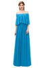 ColsBM Clair Cornflower Blue Bridesmaid Dresses Glamorous Zipper Ruching Floor Length Off The Shoulder Short Sleeve
