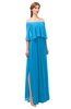 ColsBM Clair Cornflower Blue Bridesmaid Dresses Glamorous Zipper Ruching Floor Length Off The Shoulder Short Sleeve