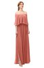 ColsBM Clair Crabapple Bridesmaid Dresses Glamorous Zipper Ruching Floor Length Off The Shoulder Short Sleeve