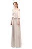 ColsBM Clair Cream Pink Bridesmaid Dresses Glamorous Zipper Ruching Floor Length Off The Shoulder Short Sleeve