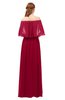 ColsBM Clair Dark Red Bridesmaid Dresses Glamorous Zipper Ruching Floor Length Off The Shoulder Short Sleeve