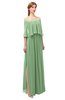 ColsBM Clair Fair Green Bridesmaid Dresses Glamorous Zipper Ruching Floor Length Off The Shoulder Short Sleeve