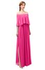 ColsBM Clair Fandango Pink Bridesmaid Dresses Glamorous Zipper Ruching Floor Length Off The Shoulder Short Sleeve
