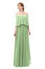 ColsBM Clair Gleam Bridesmaid Dresses Glamorous Zipper Ruching Floor Length Off The Shoulder Short Sleeve